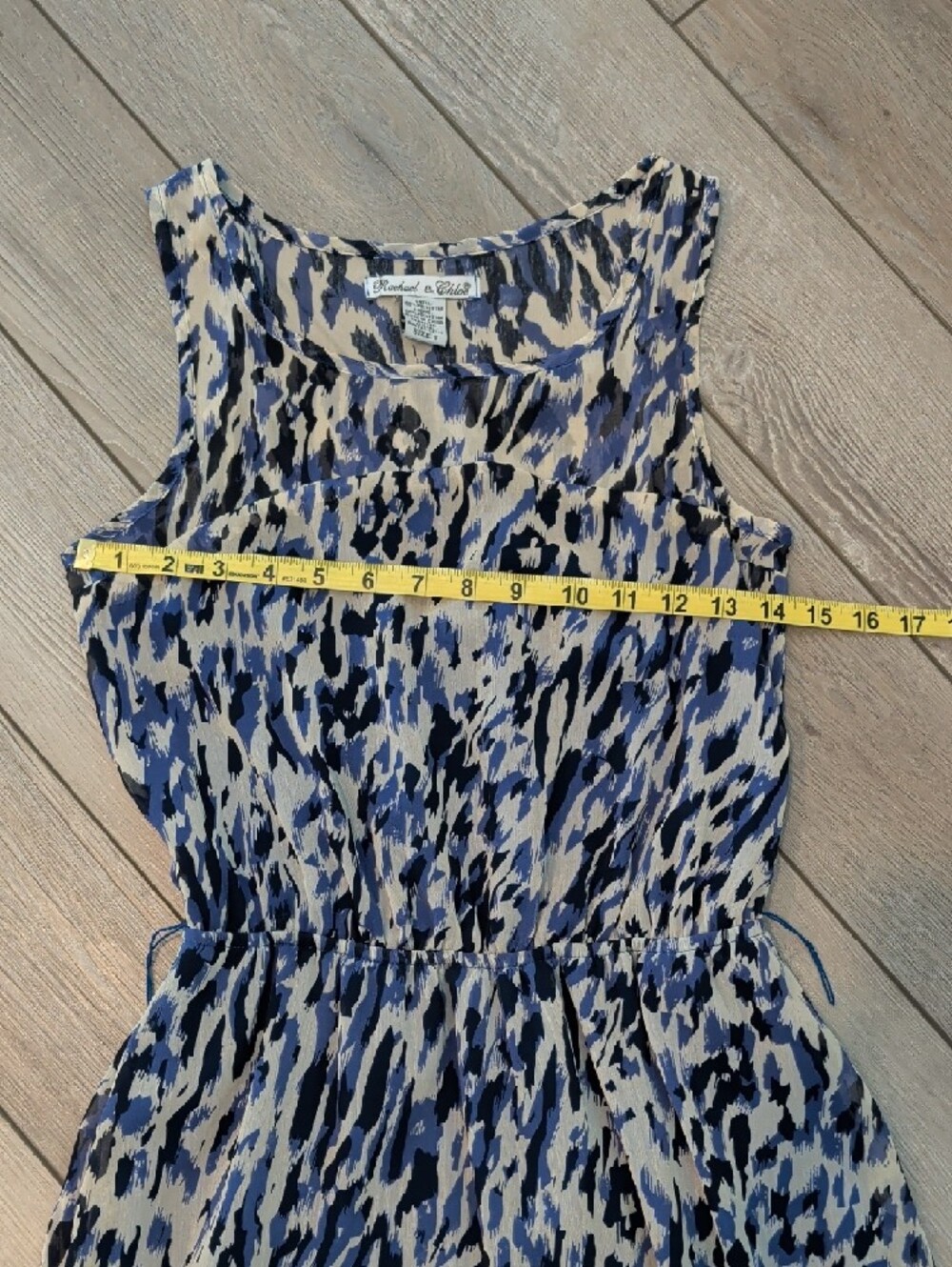 Rachael & Chloe Blue and White Printed Chiffon Mini Dress - Picture 5 of 6